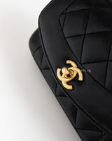 Chanel Diana Reissue Small | Black Lambskin Brushed Gold Hardware-details