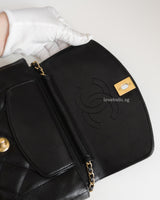 Chanel Diana Reissue Small | Black Lambskin Brushed Gold Hardware-details