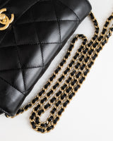 Chanel Diana Reissue Small | Black Lambskin Brushed Gold Hardware-details