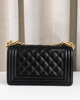 Chanel Boy Small | Black Caviar Brushed Gold Hardware-back