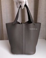 Hermes Picotin Lock 18 Etain Taurillon Clemence Gold Hardware-back