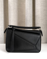 Loewe Mini Puzzle Black Calfskin Silver Hardware-front1