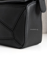 Loewe Mini Puzzle Black Calfskin Silver Hardware-details