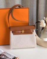 Hermes Herbag Mini 20 | Ecru Beige/Fauve Vache Hunter Gold Hardware-front