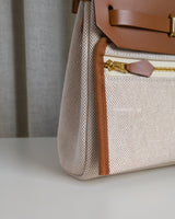 Hermes Herbag Mini 20 | Ecru Beige/Fauve Vache Hunter Gold Hardware-details