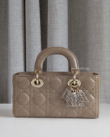 Dior Lady D-Joy Small | Taupe beige Lambskin Light Gold Hardware-front1