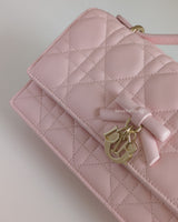 Dior My Dior Mini Bag | Soupir Pink Cannage Lambskin Light Gold Hardware-details