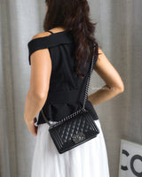 Chanel Boy Small | Black Caviar Ruthenium Hardware-model