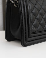 Chanel Boy Small | Black Caviar Ruthenium Hardware-details