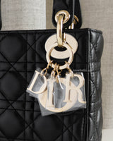 Dior Lady Dior Mini | Black Lambskin Light Gold Hardware-details