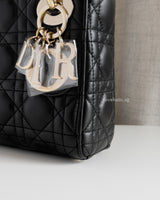 Dior Lady Dior Mini | Black Lambskin Light Gold Hardware-details