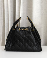 Chanel 25 Small | Black Caviar Brushed Gold Hardware-back