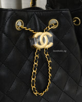 Chanel 25 Small | Black Caviar Brushed Gold Hardware-details