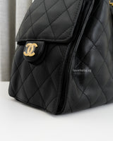 Chanel 25 Small | Black Caviar Brushed Gold Hardware-details