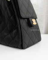 Chanel 25 Small | Black Caviar Brushed Gold Hardware-details