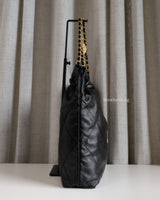 Chanel 22 Small | Black Calfskin Brushed Gold Hardware-side
