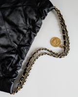 Chanel 22 Small | Black Calfskin Brushed Gold Hardware-details