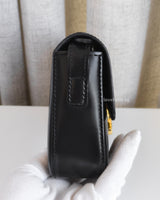 Celine Triomphe Shoulder Bag Black Shiny Calfskin Gold Hardware-side