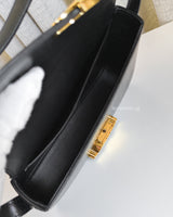 Celine Triomphe Shoulder Bag Black Shiny Calfskin Gold Hardware-details