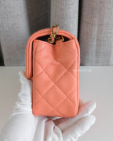 Chanel Pearl Crush Mini Rectangle Salmon Lambskin Brushed Gold Hardware-details