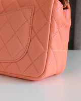 Chanel Pearl Crush Mini Rectangle Salmon Lambskin Brushed Gold Hardware-details