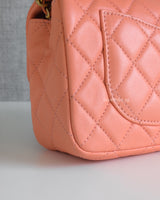 Chanel Pearl Crush Mini Rectangle Salmon Lambskin Brushed Gold Hardware-details