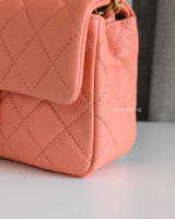 Chanel Pearl Crush Mini Rectangle Salmon Lambskin Brushed Gold Hardware-details