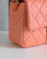 Chanel Pearl Crush Mini Rectangle Salmon Lambskin Brushed Gold Hardware-details