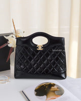 Chanel 31 Mini | Black Shiny Calfskin Light Gold Hardware-front