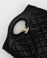 Chanel 31 Mini | Black Shiny Calfskin Light Gold Hardware-details