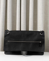 Chanel Maxi Flap 38cm | Black Caviar Silver Hardware-details