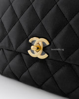 Chanel Mini Flap Bag | Black Caviar Gold Hardware-details
