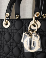 Dior My ABC Lady Dior Small | Black Lambskin Light Gold Hardware-details