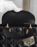 Dior My ABC Lady Dior Small | Black Lambskin Light Gold Hardware-details