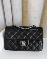 Chanel Classic Flap Mini Rectangle | Black Lambskin Silver Hardware-front1