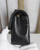 Chanel Classic Flap Mini Rectangle | Black Lambskin Silver Hardware-details