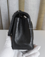 Chanel Classic Flap Mini Rectangle | 18C Iridescent Black Caviar Silver Hardware-details