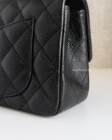 Chanel Classic Flap Mini Rectangle | 18C Iridescent Black Caviar Silver Hardware-details