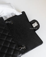 Chanel Classic Flap Mini Rectangle | 18C Iridescent Black Caviar Silver Hardware-details