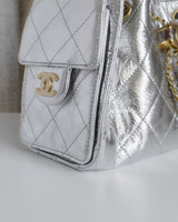 Chanel Chanel 25 Mini | Silver Shiny Calfskin Gold Hardware-details