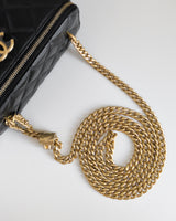Chanel Vanity Bag 23B Black Lambskin Brushed Gold Hardware-details