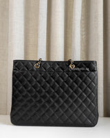 Chanel Shopping Tote | Black Caviar Light Gold Hardware-back