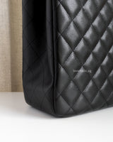 Chanel Shopping Tote | Black Caviar Light Gold Hardware-details