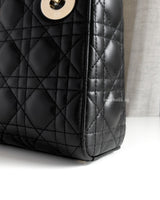 Dior Lady Dior with Chain Mini | Black Lambskin Light Gold Hardware-details