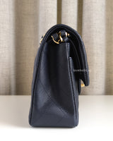 Chanel Classic Flap Small | 18B Midnight Blue Caviar Light Gold Hardware-side