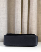 Chanel Classic Flap Small | 18B Midnight Blue Caviar Light Gold Hardware-details