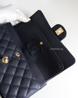 Chanel Classic Flap Small | 18B Midnight Blue Caviar Light Gold Hardware-details