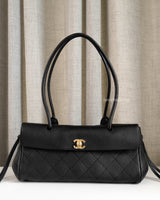 Chanel Small Shopping Tote | 26S Black Caviar Gold Hardware-front1