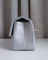 Chanel Reissue 2.55 21A Mini | Metallic Silver Calfskin Ruthenium Hardware-side