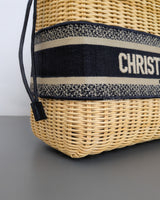 Dior Lady Dior Medium | Blue Oblique Natural Wicker Brushed Gold Hardware-details